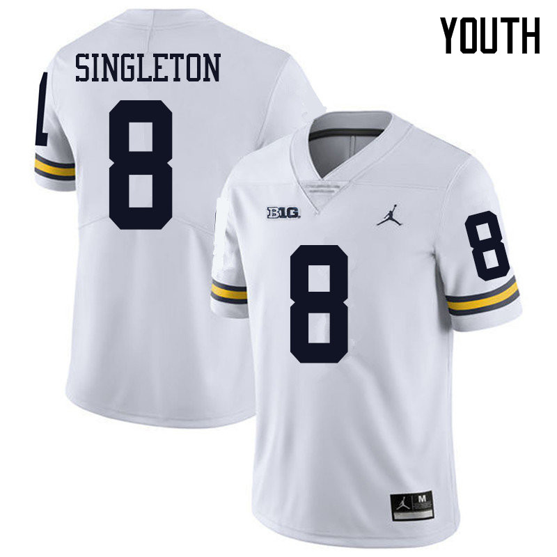 Jordan Brand Youth #8 Drew Singleton Michigan Wolverines College Football Jerseys Sale-White